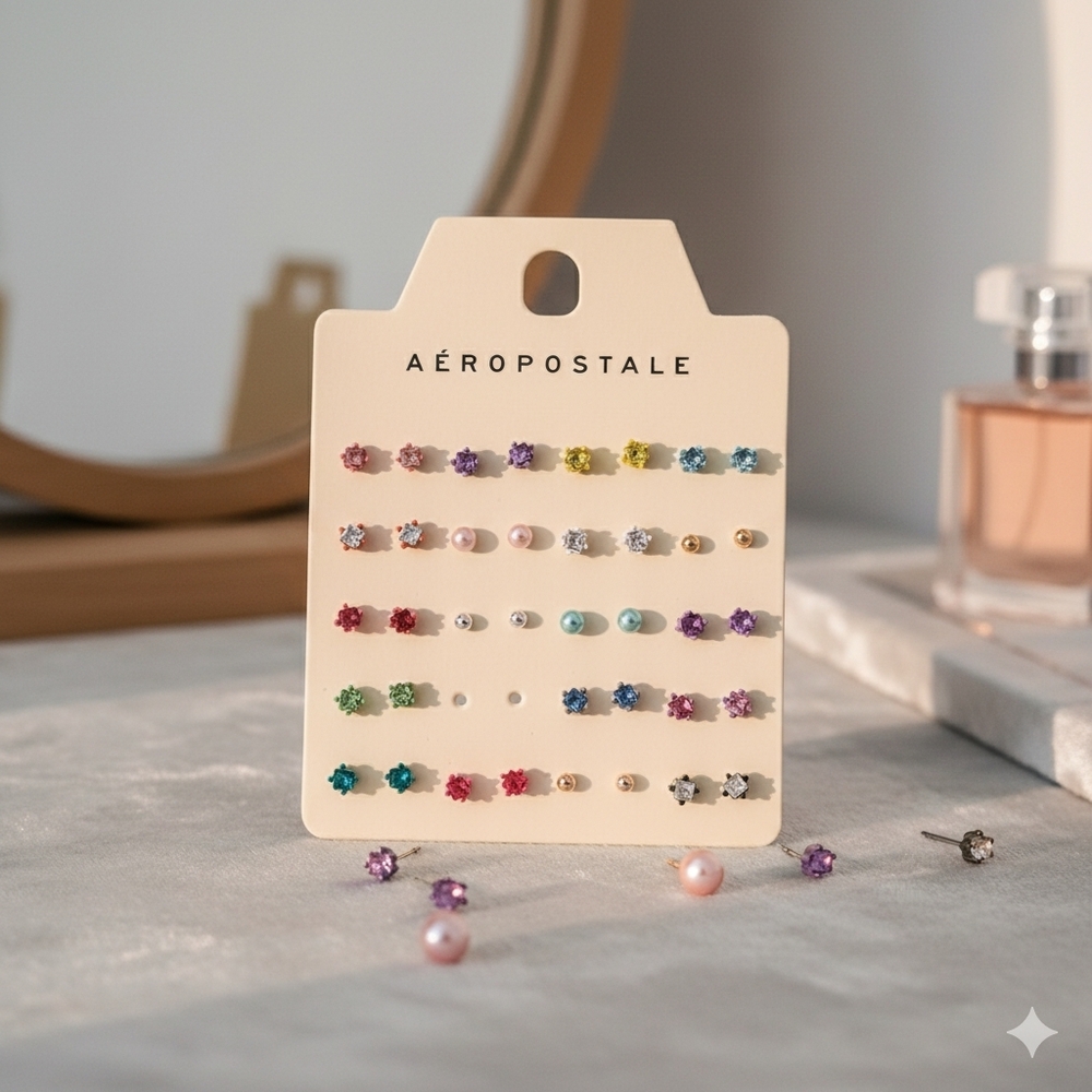 Aeropastle 20pk crystal earrings set